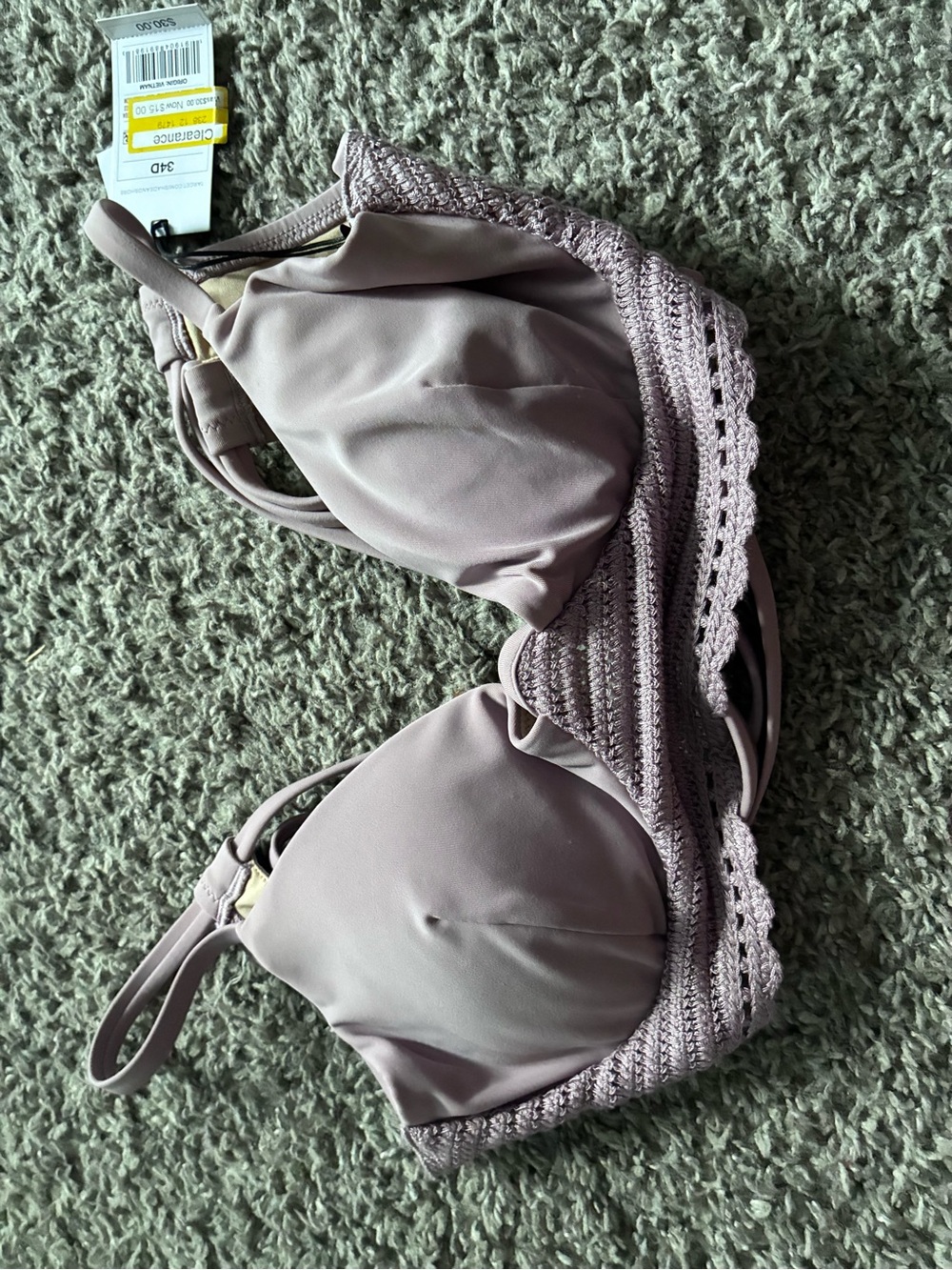 Shade & Shore Crochet-Trim Bikini Top - Mauve Pink